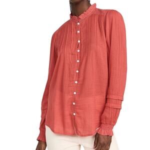 Faherty top Willa Button Front Peasant Blouse size Small S